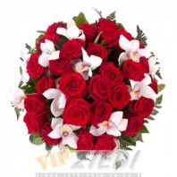 ziedu piegāde: Sarkanas rozes ar orhidejām: 84.50 €